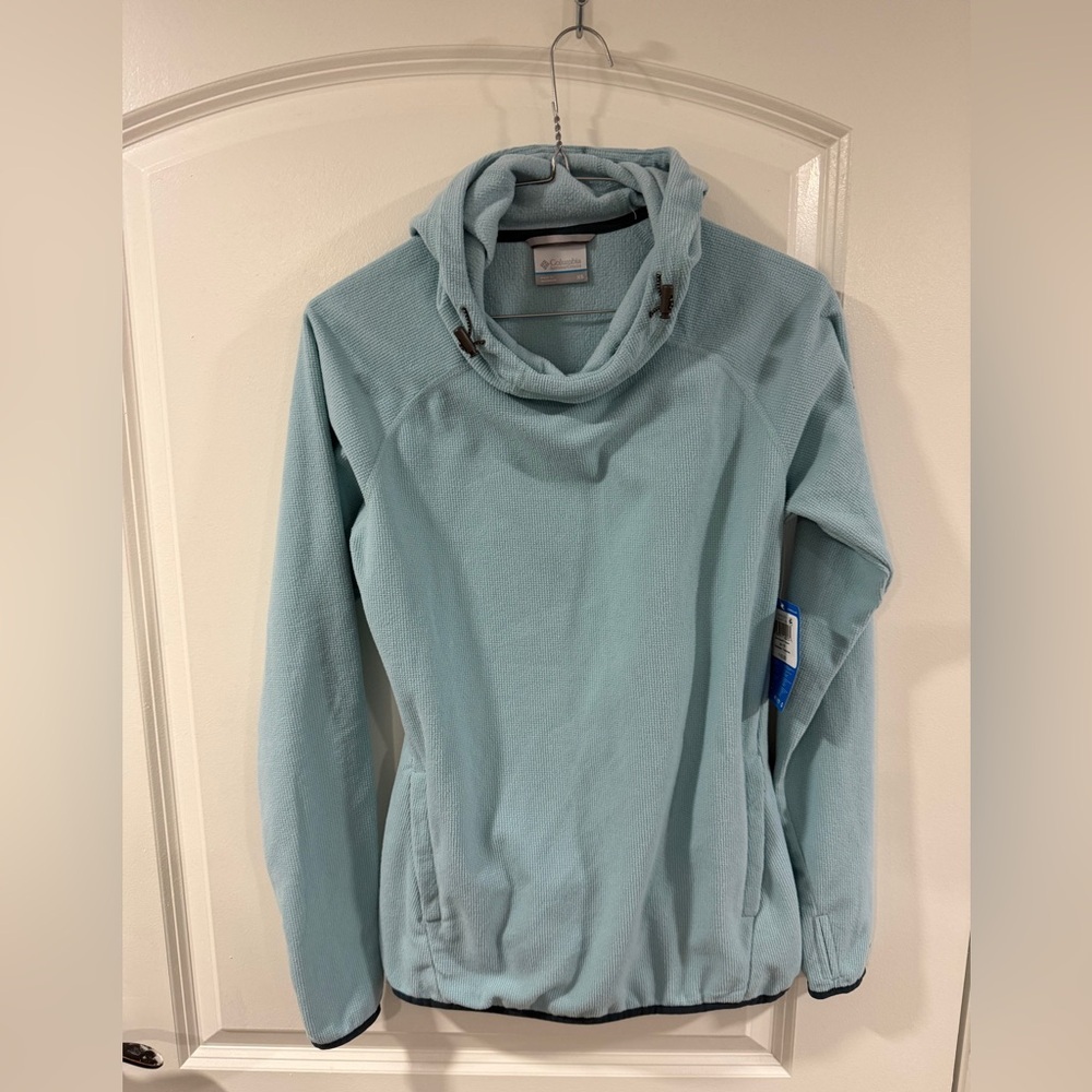 Columbia Omni-Wick Fleece Hoodie Pullover XS Aqua Blue Lightweight Active NWT